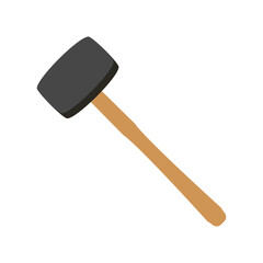 Hammer in flat design isolated on white background