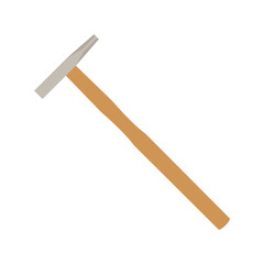 Hammer in flat design isolated on white background
