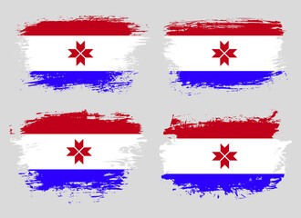 Artistic Mordovia country brush flag collection. Set of grunge brush flags on a solid background