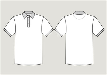 Men's Classic Polo Shirt Technical Flat Sketch