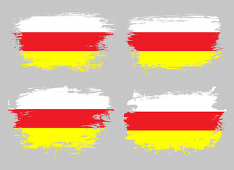 Artistic North Ossetia country brush flag collection. Set of grunge brush flags on a solid background