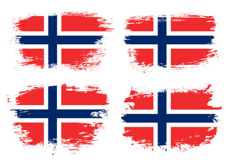 Artistic Norway country brush flag collection. Set of grunge brush flags on a solid background