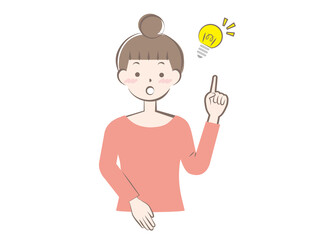 閃いた若い私服の女性