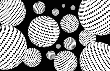 Illustration of graphic Black and white background with optical illusion. Pattern can be used as a template for brochure, annual report, magazine, poster, presentation, flyer and banner