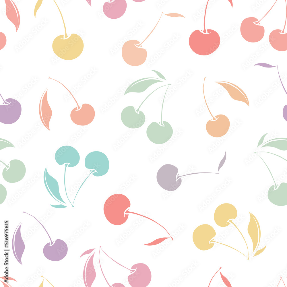Poster colorful cherry vector repeat pattern