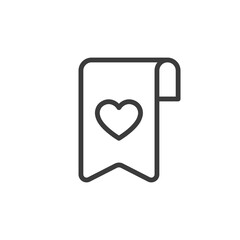 Bookmark with heart icons on white background
