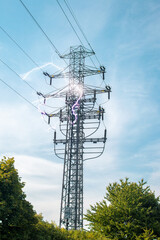 High voltage electrical power line - Short circuit in the electrical network Electrical short circuit An electrical fault