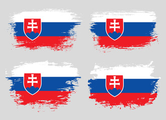 Artistic Slovakia country brush flag collection. Set of grunge brush flags on a solid background