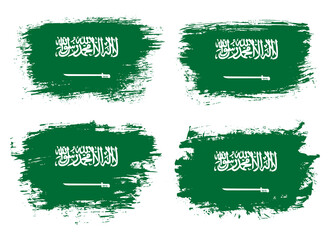 Artistic Saudi Arabia country brush flag collection. Set of grunge brush flags on a solid background