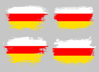 Artistic South Ossetia country brush flag collection. Set of grunge brush flags on a solid background