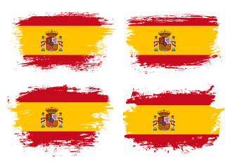 Artistic Spain country brush flag collection. Set of grunge brush flags on a solid background