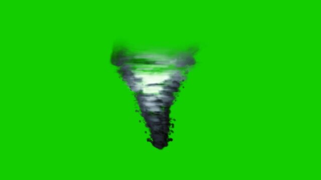Tornado animated icon video on a green background. Weather icon animated with alpha channel, Key color