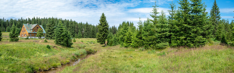 Mountain hut in the Jizera Mountains near the border with the Czech Republic, sudety, Lower...