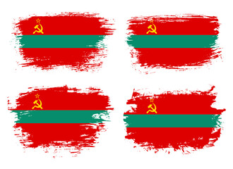 Artistic Transnistria country brush flag collection. Set of grunge brush flags on a solid background