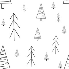 Seamless pattern with simple Christmas trees. Christmas wrapping paper.
