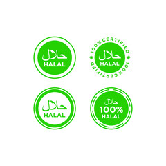 set of green labels halal