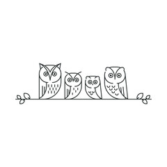 Owl set family vector art, logo design