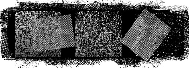 Glitch distorted geometric shape . Noise destroyed logo . Trendy defect error shapes . Glitched frame .Grunge textured . Distressed effect .Vector shapes with stripes screen print texture.
