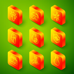 Set line Chemical explosion, Safety goggle glasses, Molecule, Test tube radiation, Shield protecting from virus, and flask and icon. Vector