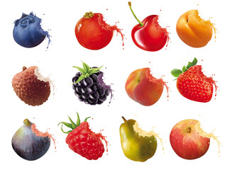fruit, pomme, fraise, poire, rouge, fraise, cerise, mûr, litchi, abricot, framboise , pêche, figue, groseille, myrtille