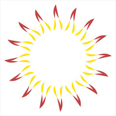 Fototapeta na wymiar Tribal flaming sun Line vector illustration Isolated on transparent background