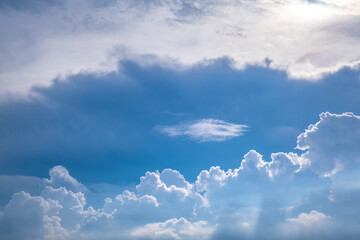 Naklejka na ściany i meble Clear blue sky and white clouds summer background 