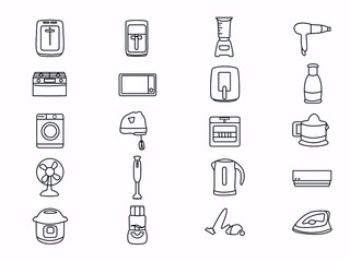 home appliance outline icon set .home hardware vector line art 