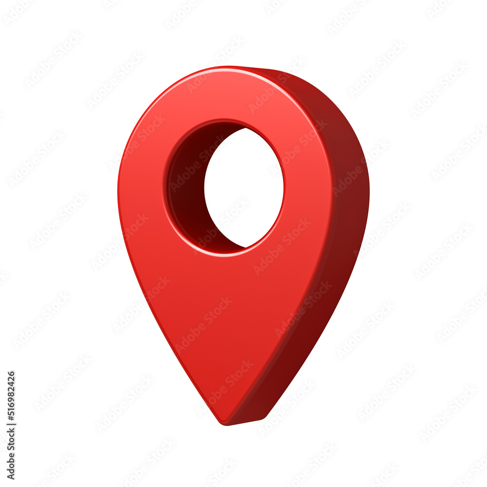 Aufkleber 3d red location map pointer pin isolated on white background 3D rendering