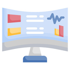 CURVED MONITOR flat icon,linear,outline,graphic,illustration
