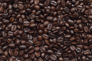 Roasted coffee beans background.