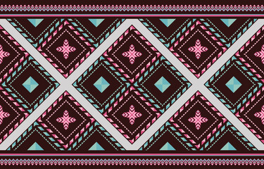 Geometric ethnic pattern seamless flower color oriental. seamless pattern. Design for fabric, curtain, background, carpet, wallpaper, clothing, wrapping, Batik, fabric,Vector illustration. pattern sty