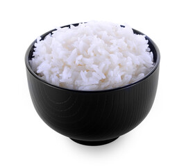 rice in bowl isolated on white background.