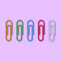 Paper Clip Vector Icon Illustration with Outline for Design Element, Clip Art, Web, Landing page, Sticker, Banner. Flat Cartoon Style