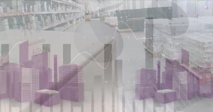 Animation of data processing over warehouse