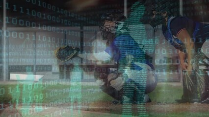 Animation of data processing over diverse female baseball players - Powered by Adobe