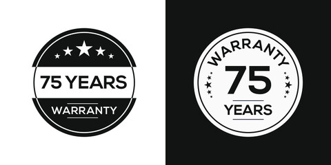 Fototapeta na wymiar 75 years warranty seal stamp, vector label.