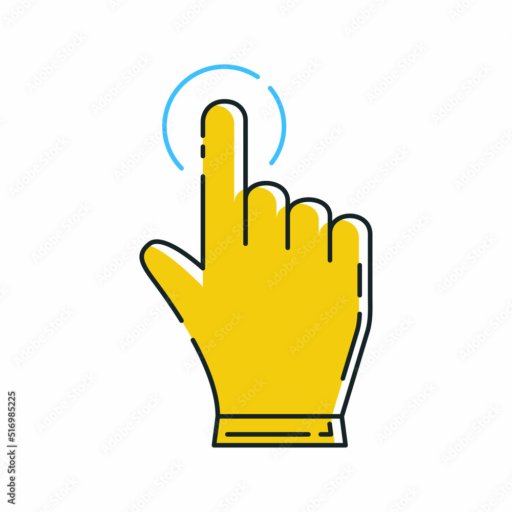 Aufkleber hand click icon. clicking finger sign. hand pointer symbol. simple hand and finger tapped on the tou