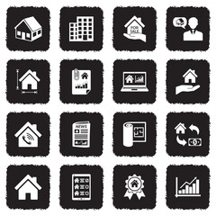 Property Market Icons. Grunge Black Flat Design. Vector Illustration.