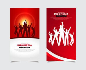 Celebration Indonesia independence day design stories. Indonesia independence day design Stories Collection