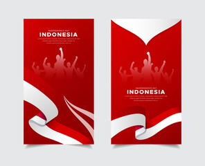 Happy Indonesia independence day template stories. Indonesia independence day design Stories Collection