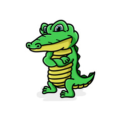 Vector illustration of crocodile character, With cute and childish style. This design is very good for kids