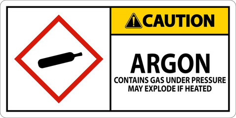 Caution Argon GHS Sign On White Background