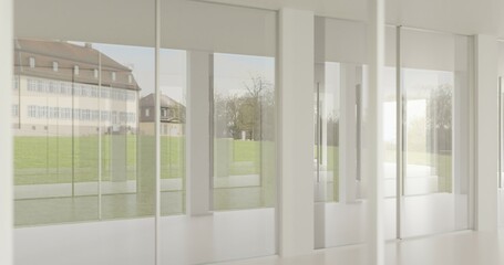 Fototapeta na wymiar empty room with windows made in 3d