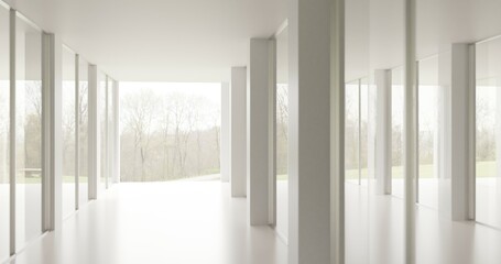 Fototapeta premium empty room with windows made in 3d