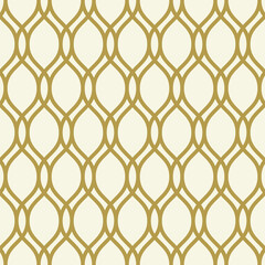 Seamless vector ornament. Modern golden wavy background. Geometric modern pattern