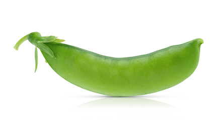 Fresh green pea pod isolated on white background. Design element