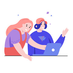 students discussing things on their laptops