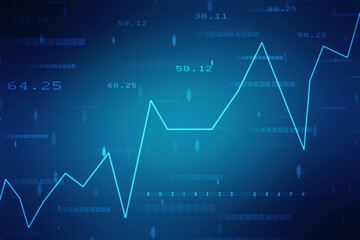 Business Growth graph on technology background, Futuristic raise arrow chart digital transformation abstract technology background. Big data and business growth currency stock and investment economy