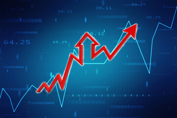 3d rendering business graph and documents. Stock market chart. Business graph background, Financial Background
