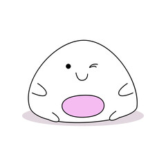 Japanese dessert mochi. Cute rice dessert as a sticker.